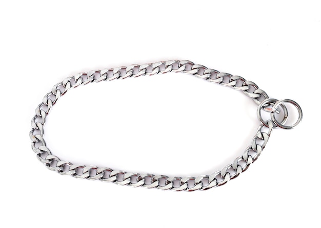 Chain collar in front of white background