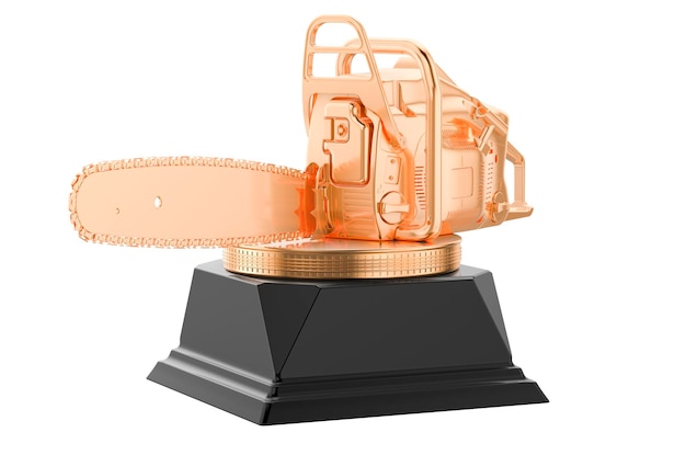 Chain saw golden award concept 3D rendering