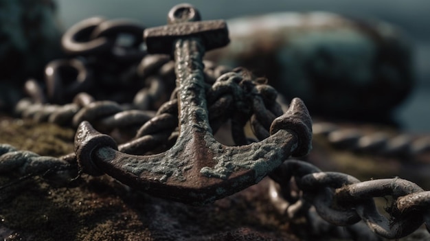 A chain with a anchor on it