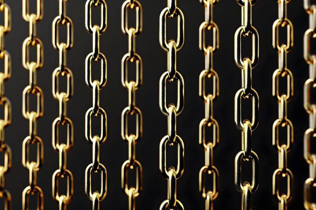 Photo a chain with gold chains that are hanging from a black background