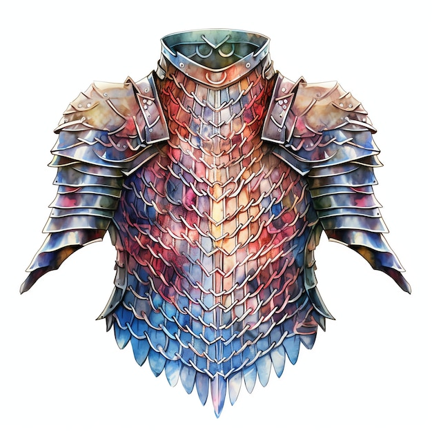 Chainmail armor Medieval watercolor fantasy