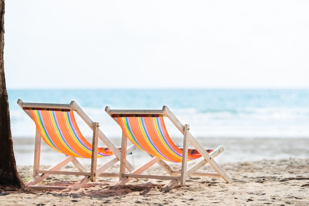 Chair beach for relaxation at the beautiful white sandy beach