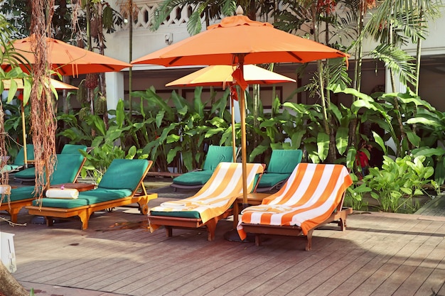 chair by the pool