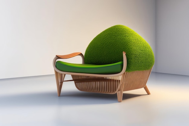 chair made of plant and leaf in white background photorealistic