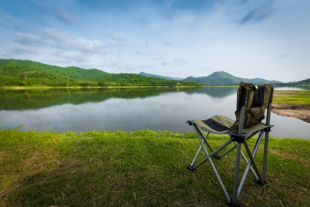 Chair in the nature with mountains