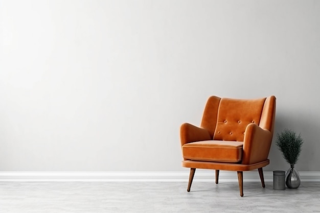 A chair in a room with a white wall.