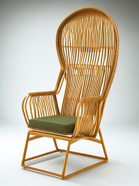 chair with a metal frame and a central panel crafted from bamboo weaving hd image dwoenload