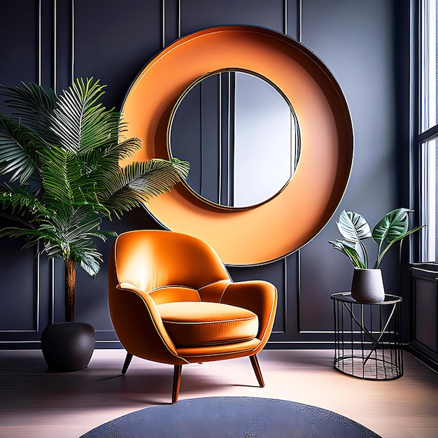 Photo a chair with an o on it and a plant in the background