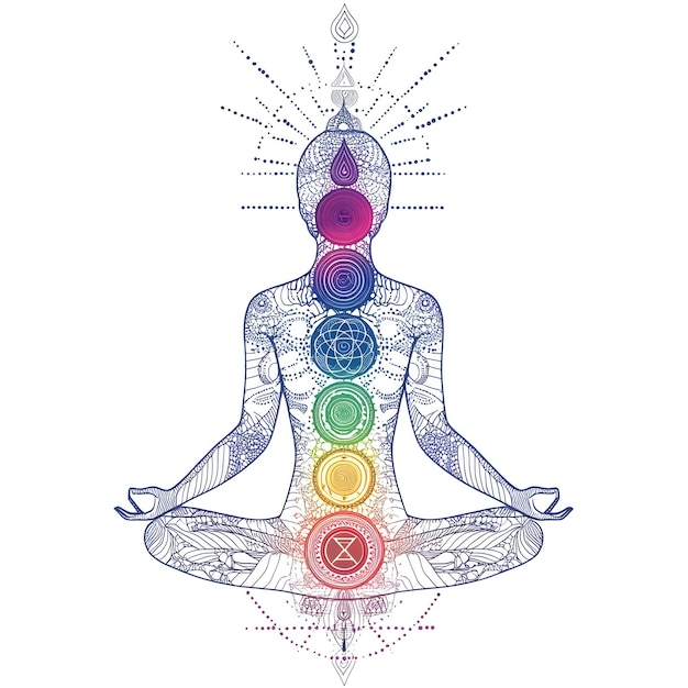 Photo chakra balancing sticker with geometric and tertiary color details