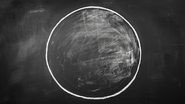 Chalk Circle White Chalk Drawing of Circle on Blackboard Background