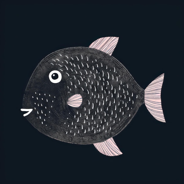 Photo chalk style fish animal black black background