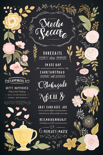 Chalkboard Blooms Floral Folk Vibes for Menu amp Price Lists