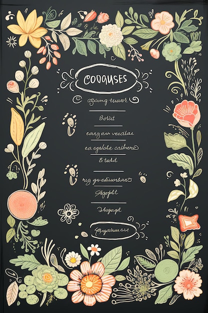 Chalkboard Blooms Floral Folk Vibes for Menu amp Price Lists