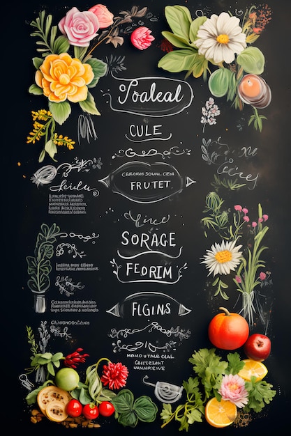 Chalkboard Blooms Floral Folk Vibes for Menu amp Price Lists