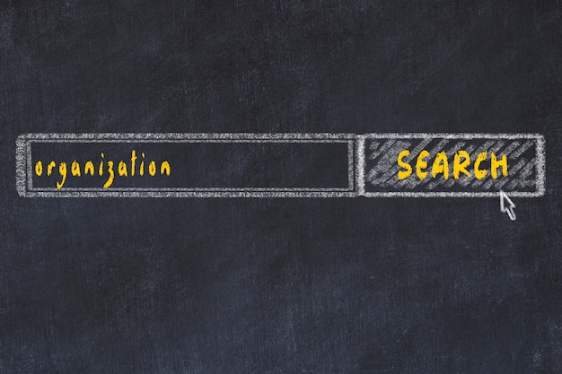 Chalkboard drawing of search browser window and inscription organization