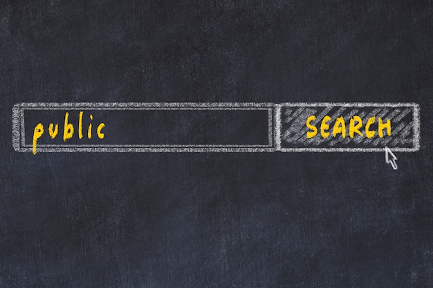 Chalkboard drawing of search browser window and inscription public