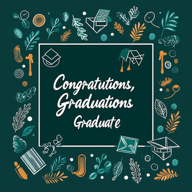 Photo chalkboard graduation banner with doodle elements