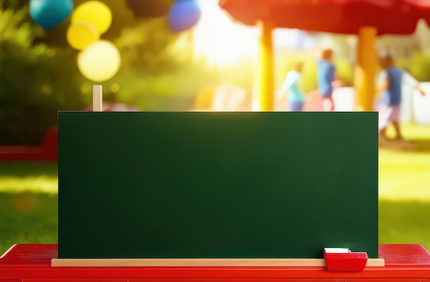 Chalkboard mockup on the background of a playground