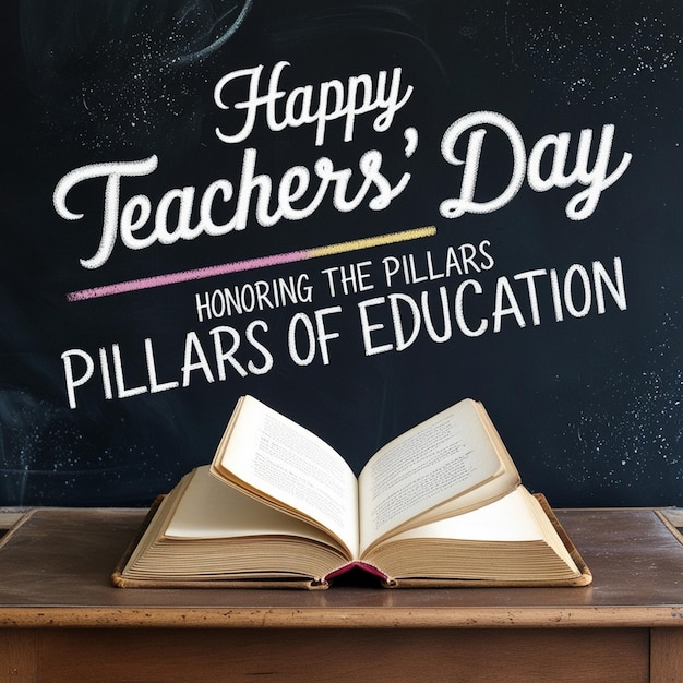 Photo a chalkboard with a chalkboard that says happy teachers day of education