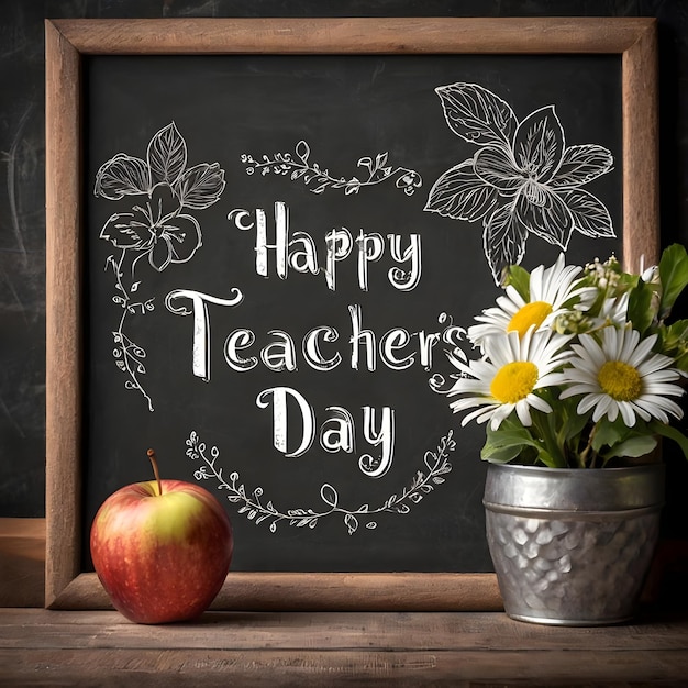 a chalkboard with a chalkboard that says happy teachers day