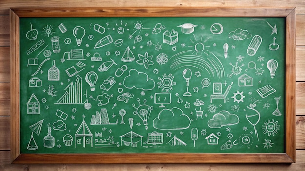 Chalkboard with doodles of ideas and inspiration