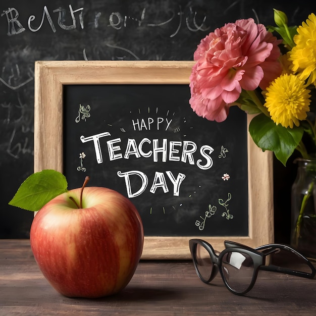 a chalkboard with flowers and a chalkboard that says teachers day