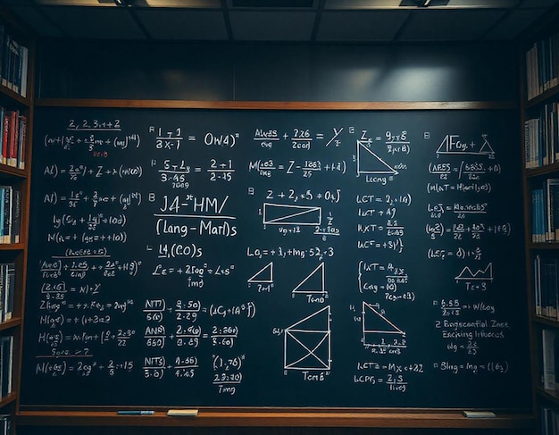 Photo a chalkboard with the words quot mathematical equations quot on it