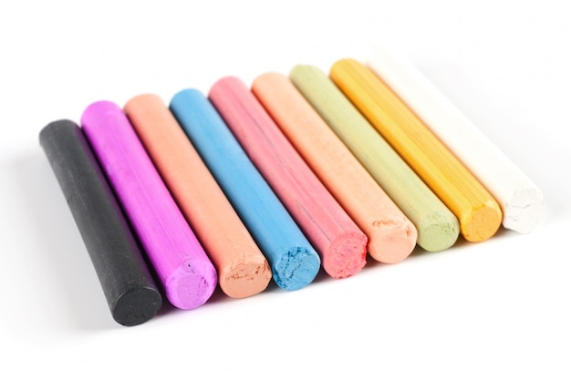 Chalks in a variety of colors arranged