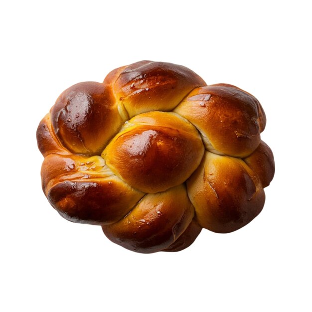 Challah braid with poppy seeds on a plain background