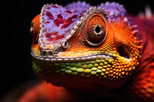 Chameleon on a black background