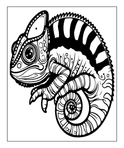 Chameleon coloring page for kids