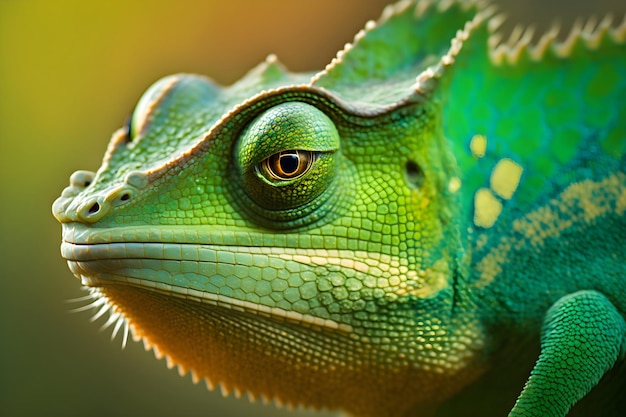 Chameleon face close up portrait