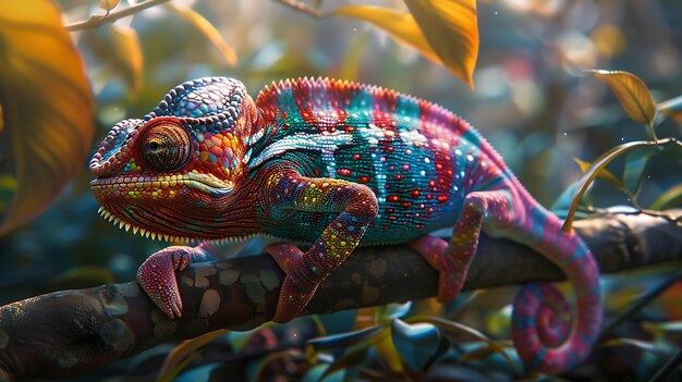 A chameleon is a remarkable reptile that can change its skin color to camouflage