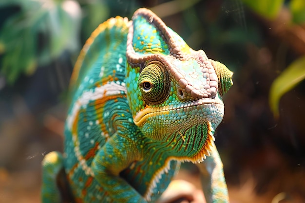 Photo a chameleon is shown in a picture with the letters e g