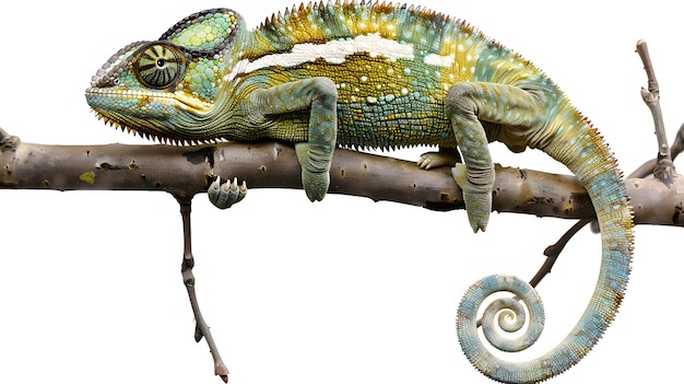 chameleon isolated on white background realistic