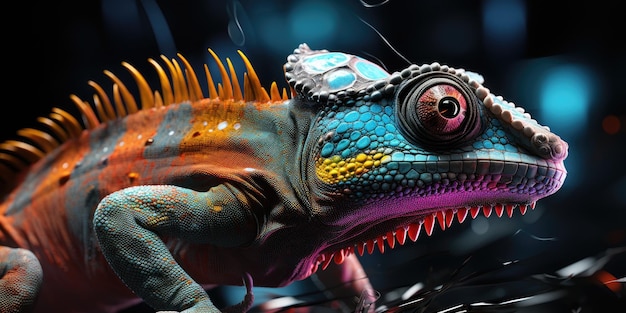 a chameleon reptile in motion. made using generative AI tools