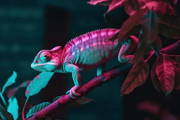 chameleon on a tree branch a species of lizard generative ai