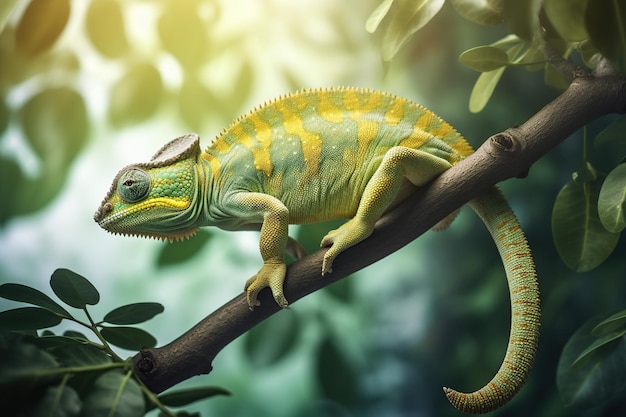 chameleon on a tree branch a species of lizard generative ai