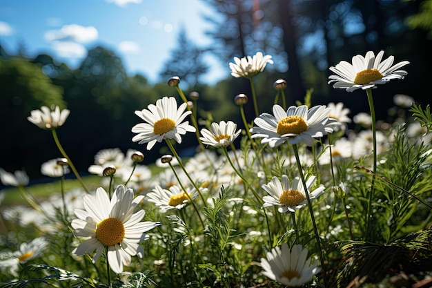 Chamomile in Botanical Garden Natural Beauty generative IA