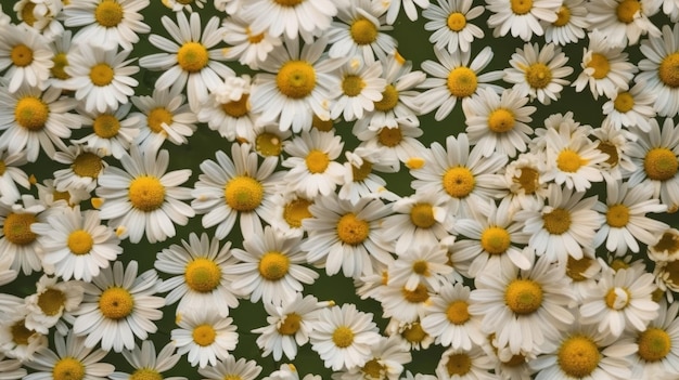 Chamomile flowers background Illustration AI GenerativexA