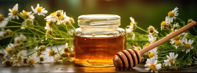 chamomile honey in jar