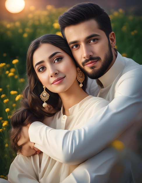 Chamomile Love Muslim Couples Tender Hug