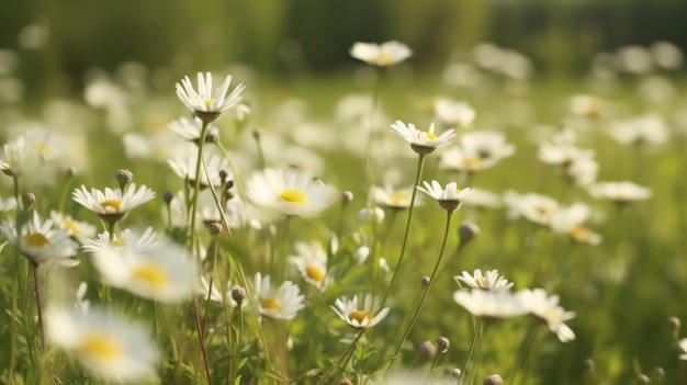 Chamomile meadow background Illustration AI GenerativexA