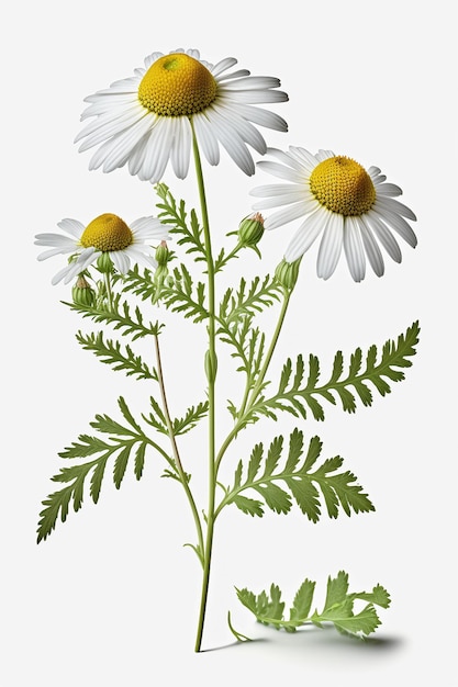 Chamomile officinalis flower isolate on white background Generative AI