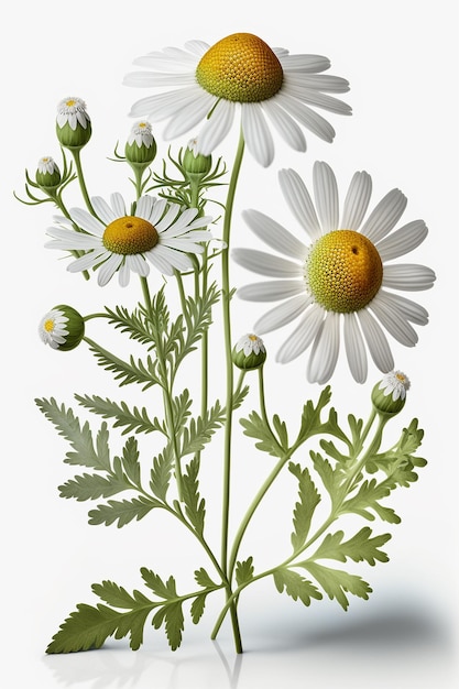 Chamomile officinalis flower isolate on white background Generative AI