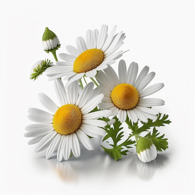 Chamomile officinalis flower isolate on white background Generative AI