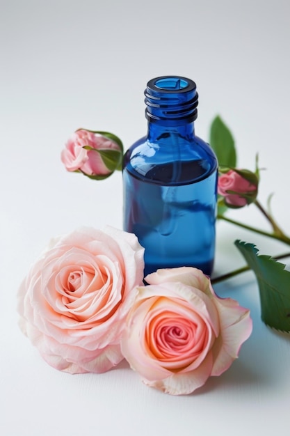 Chamomile Serenity Blue bottle with delicate roses