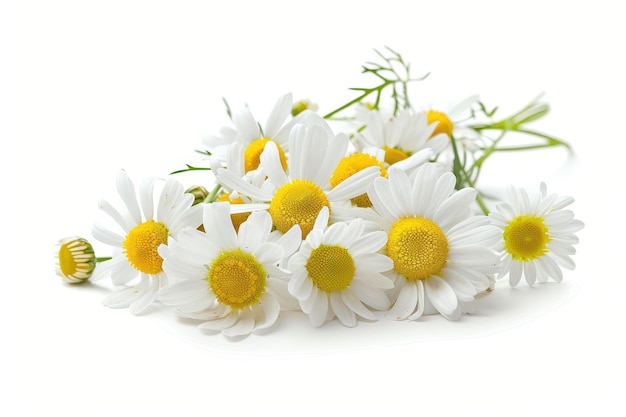 Chamomiles on white background with clipping path no shadow