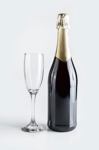 The champagne bottle and champagne glass