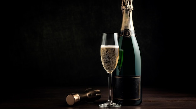 Champagne bottle or champaign champaign Generative AI illustrator